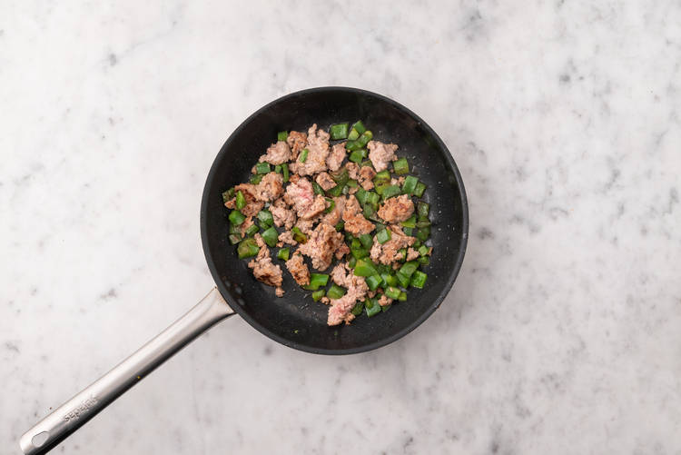 Cook turkey and poblanos