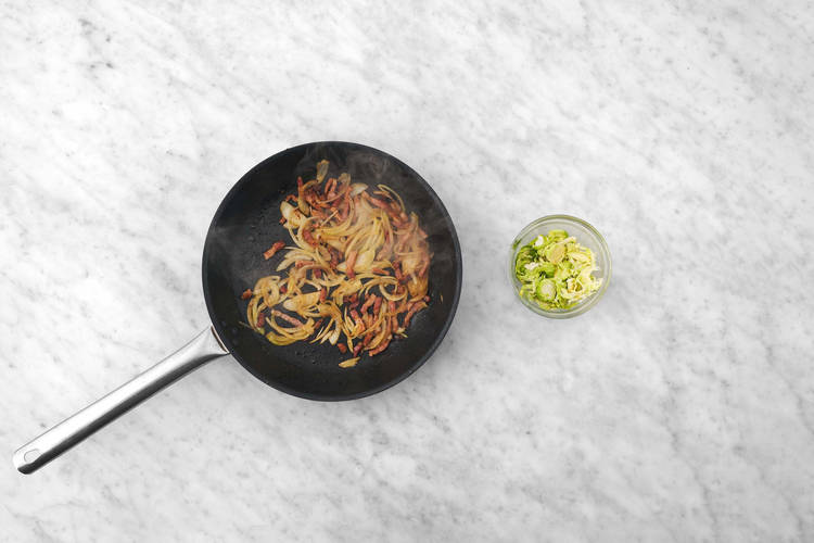 Fry the bacon lardons