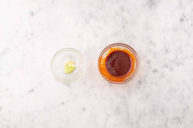 Pickle green onions and make sauce