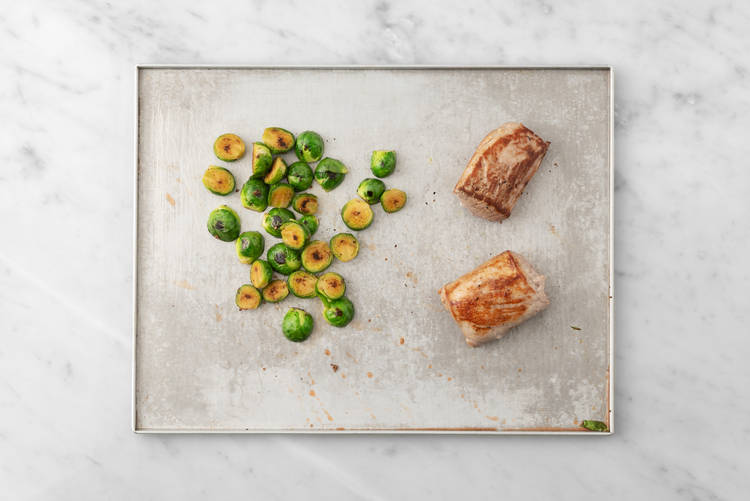 Roast pork and Brussels sprouts