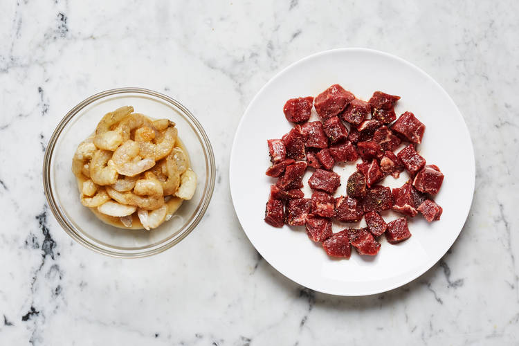 Marinate Shrimp & Prep Beef