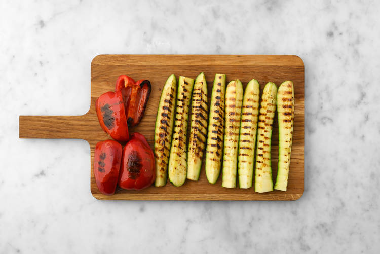Grill peppers and zucchini