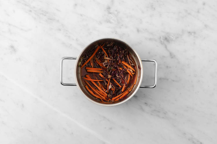 Make sauce and marinate veggies