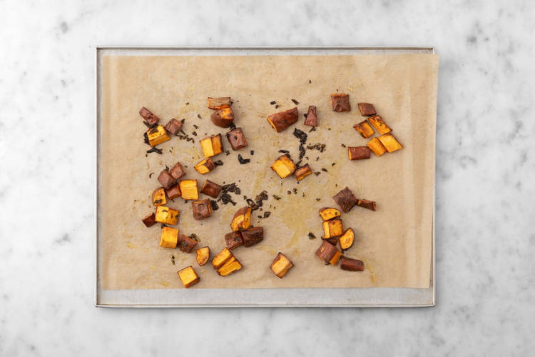 Prep and roast sweet potatoes