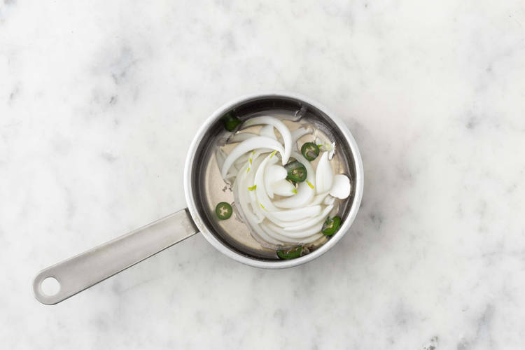 Pickle onions and jalapeños