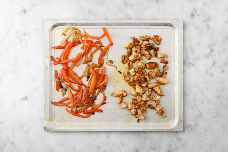 Bake veggies and chicken