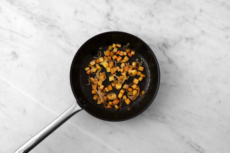 Caramelize apples and onions