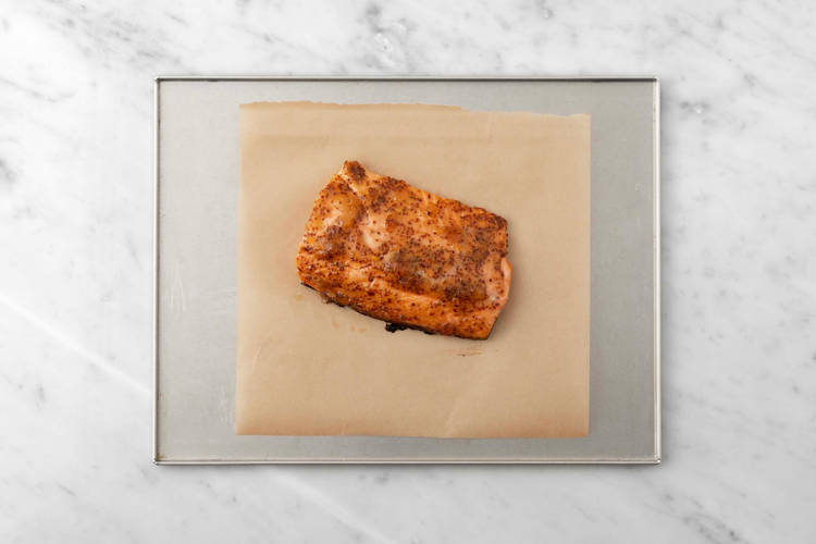 Glaze and roast salmon