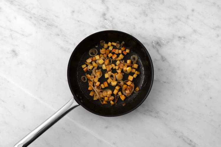 Caramelize apples and onions