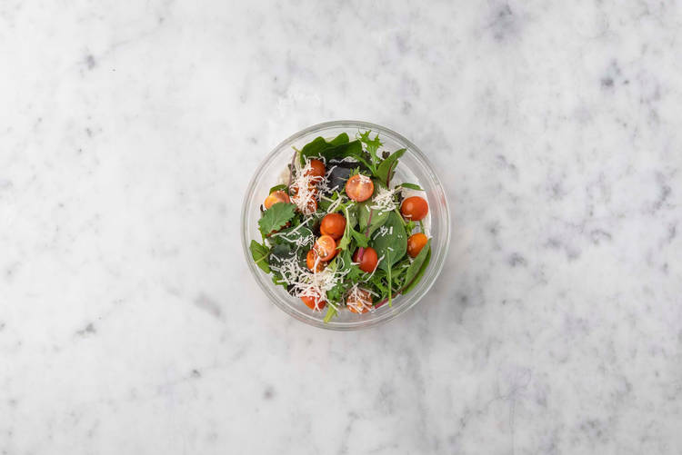 Make garlic butter and toss salad