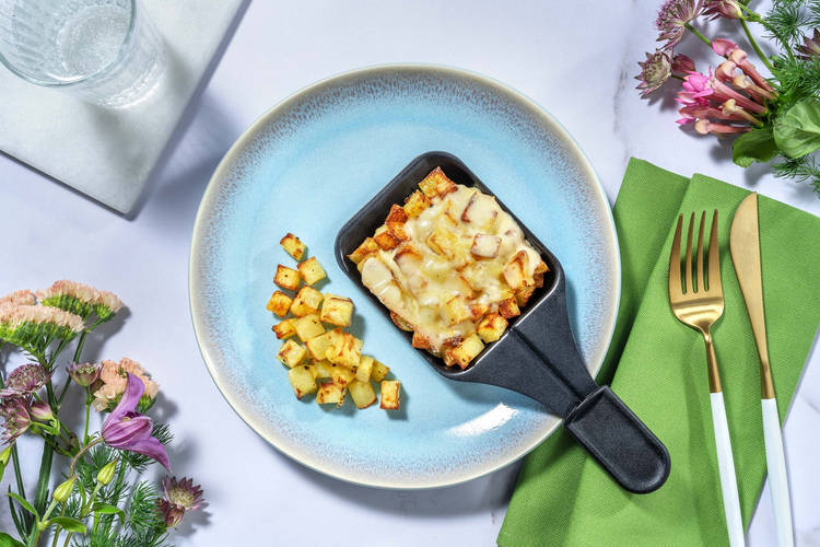 Aardappelblokjes met raclettekaas