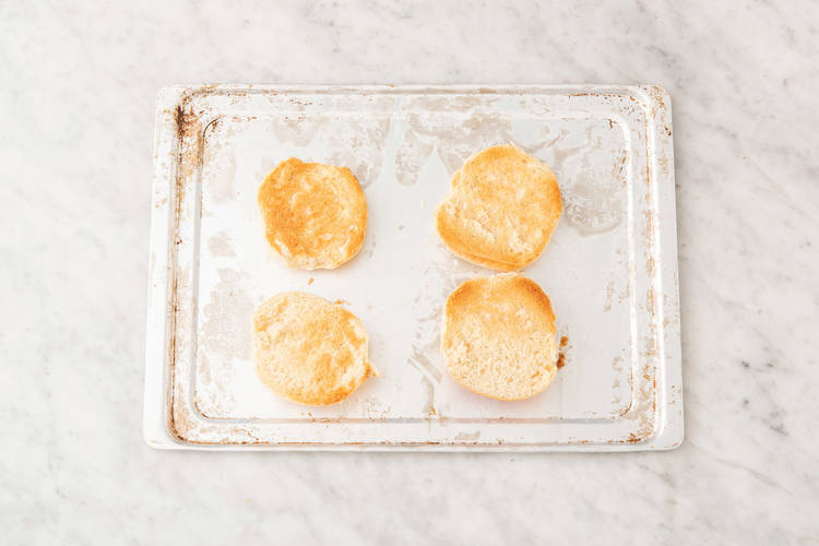 Toast buns and make mayo