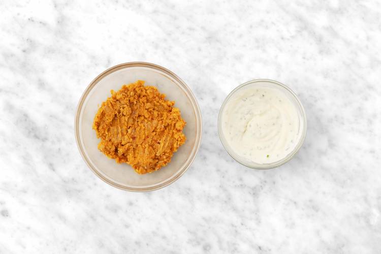 Make chickpea mixture and chive ranch