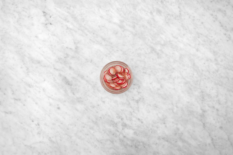 Marinate shallots and radishes