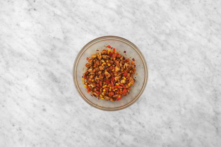 Cook chicken and veggies