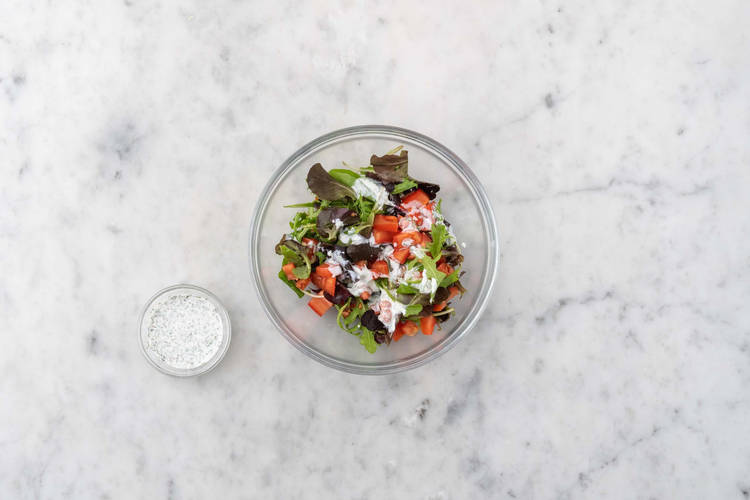 Make dressing and toss salad