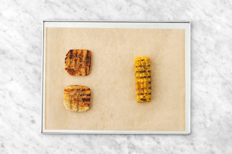 Grill ciabatta and corn