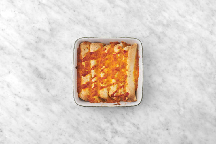 Assemble and broil enchiladas