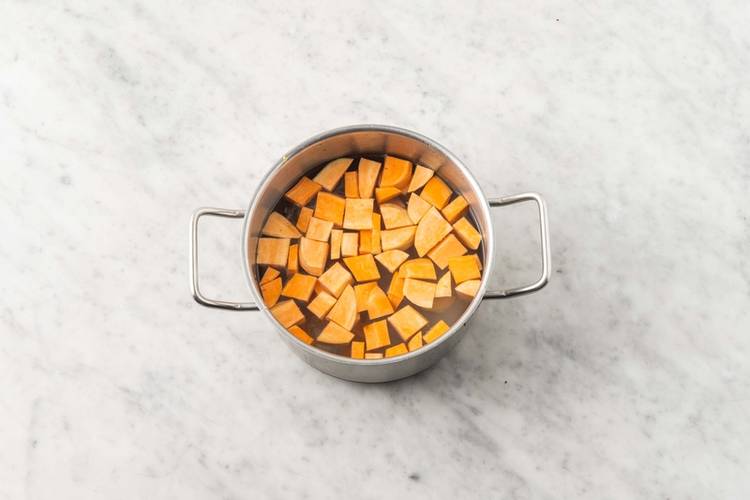 Prep and boil sweet potatoes