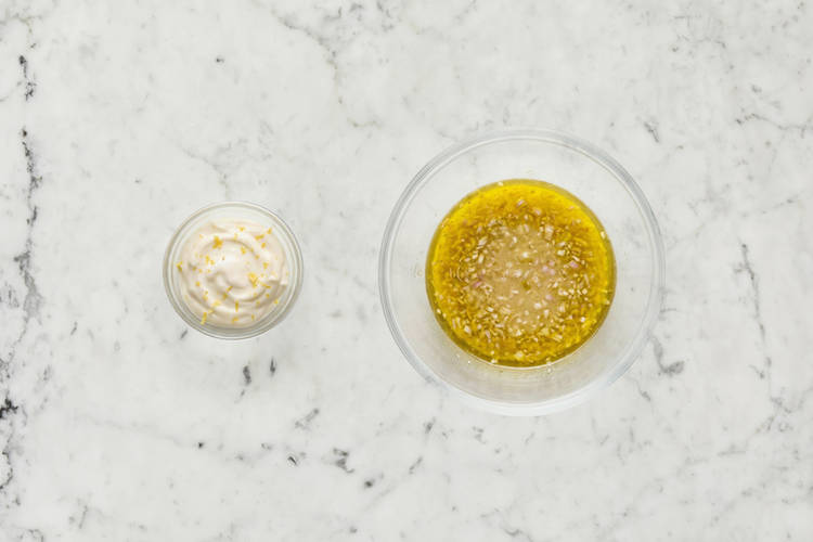 Make dressing and lemon mayo