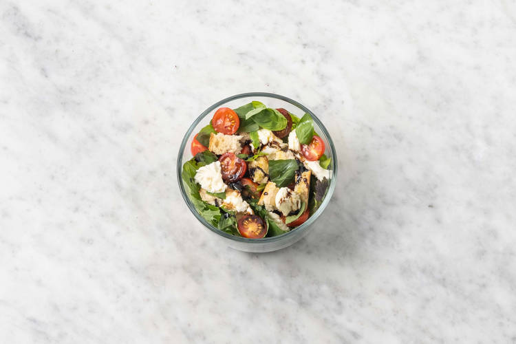 Assemble panzanella salad