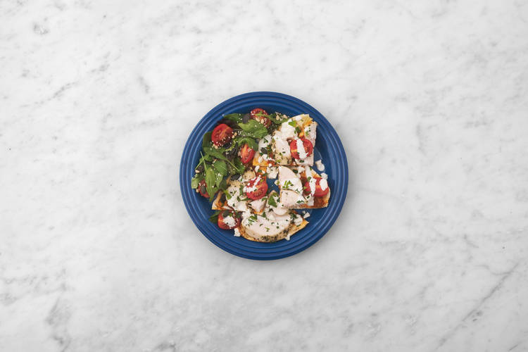 Assemble flatbreads and serve