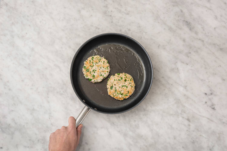 COOK PATTIES AND MAKE FRY SAUCE