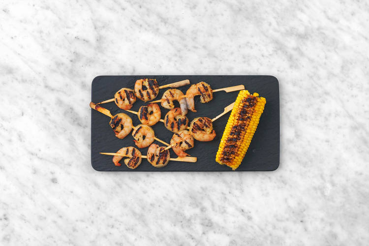 Grill corn and shrimp