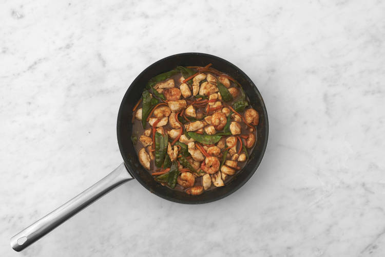 Cook shrimp and finish stir fry