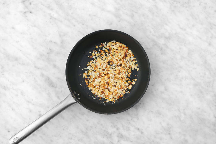 Toast almonds and whip cream