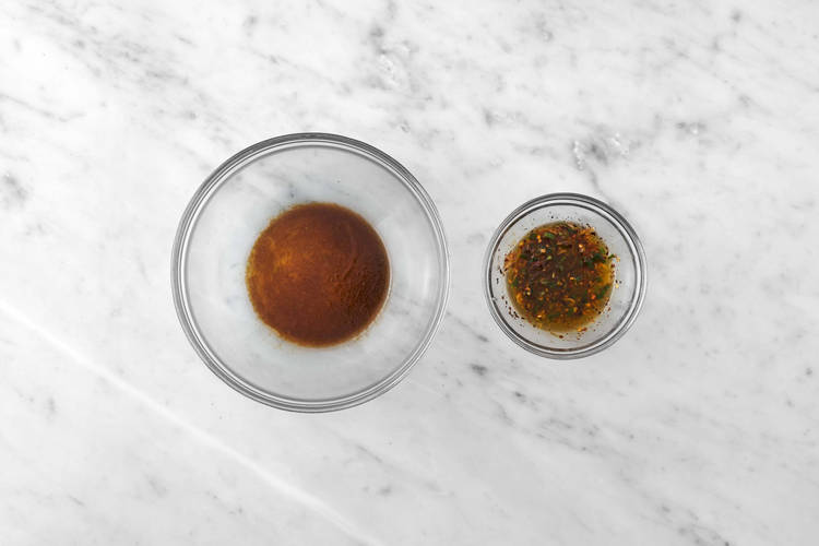 Make ginger-scallion sauce and umami glaze