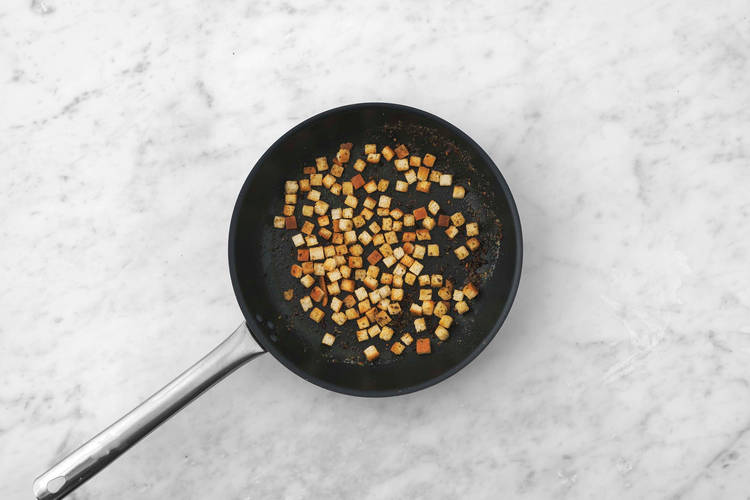 Cut and toast croutons