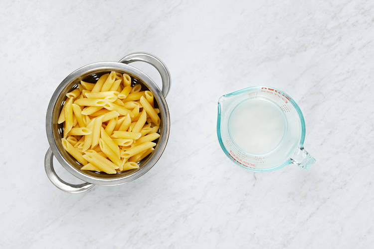 WRAP CHICKEN & BOIL PASTA