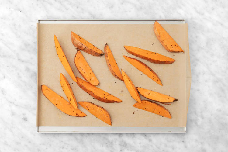 Prep and roast sweet potatoes
