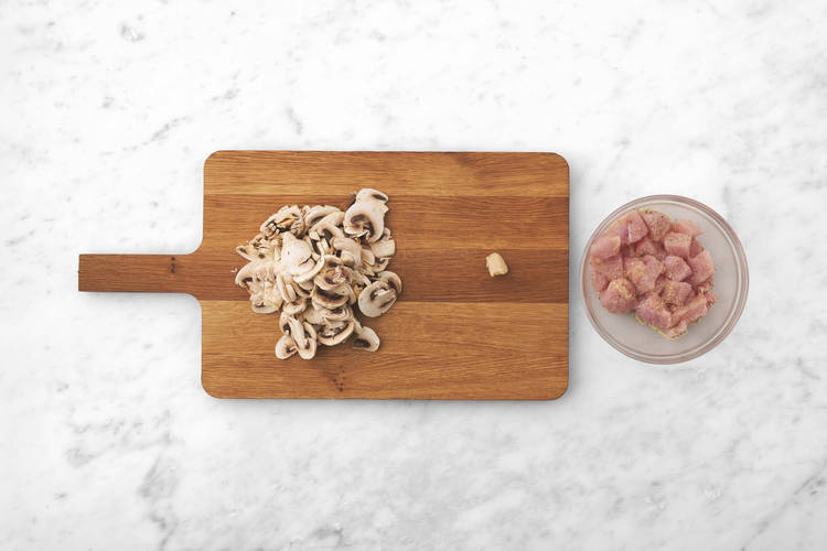 Prep mushrooms and turkey