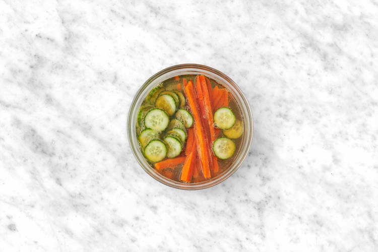 Prep and marinate cucumbers