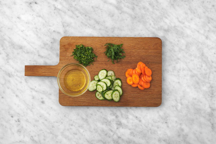 Prep and marinate veggies