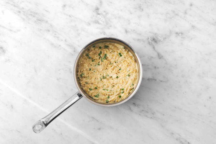 Finish cheesy orzo