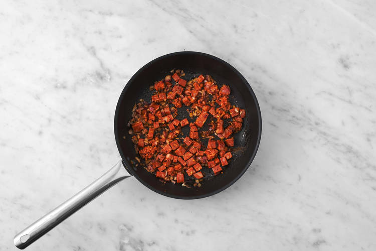 Stek chorizo och lök