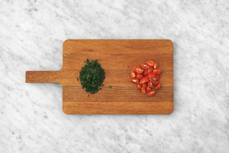 Make bruschetta appetizer