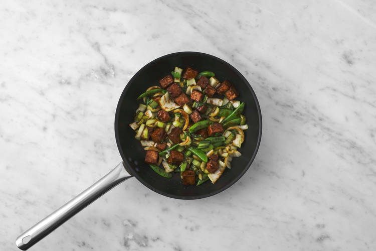 Stir-fry veggies and shrimp