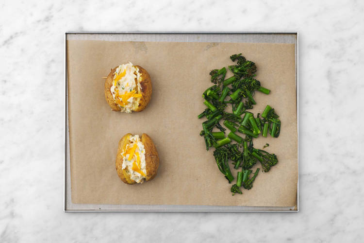 Stuff potatoes and bake veggies