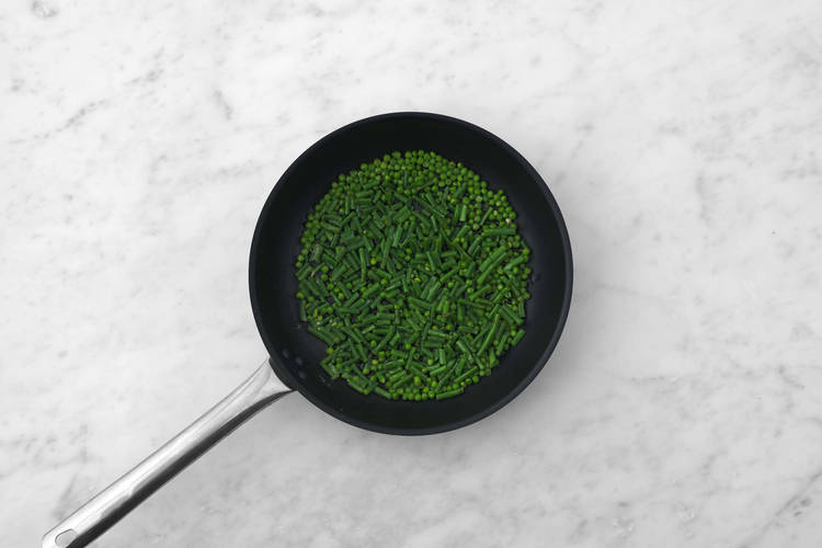 Cook green beans and peas