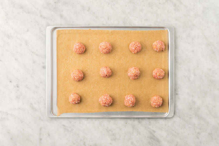 Form and roast Beyond Meat® meatballs