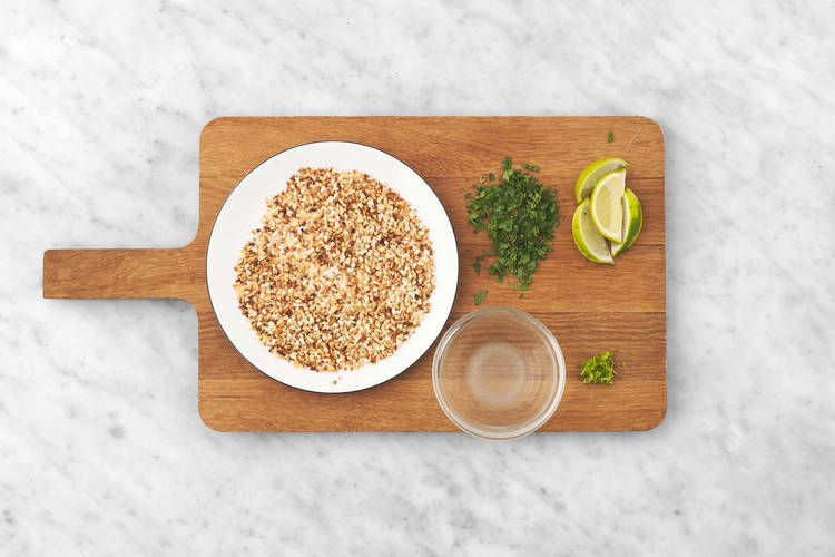 Toast peanuts and prep