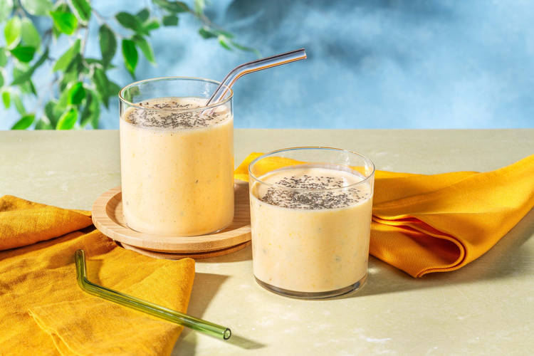 Smoothie orange dream à la mangue, fruit de la passion et orange