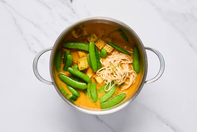 Cook noodles and snap peas