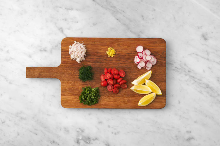 Broil chicken and finish prep