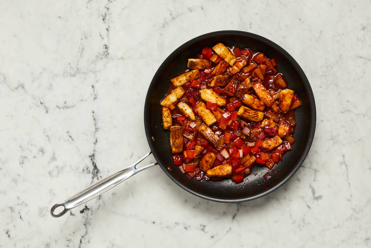 Cook veggies and sauce