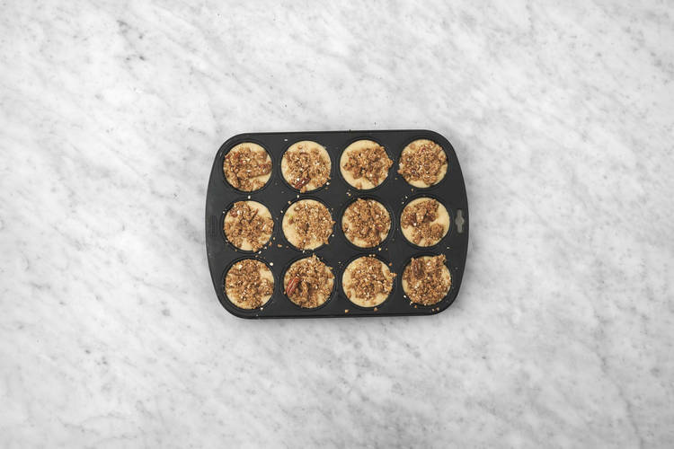 Make muffin batter and bake